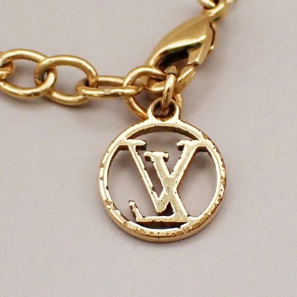 LOUIS VUITTON Logo LV&ME Chain Long Necklace T Motif Gold M61075 Italy 30KB174 - Picture 3 of 14